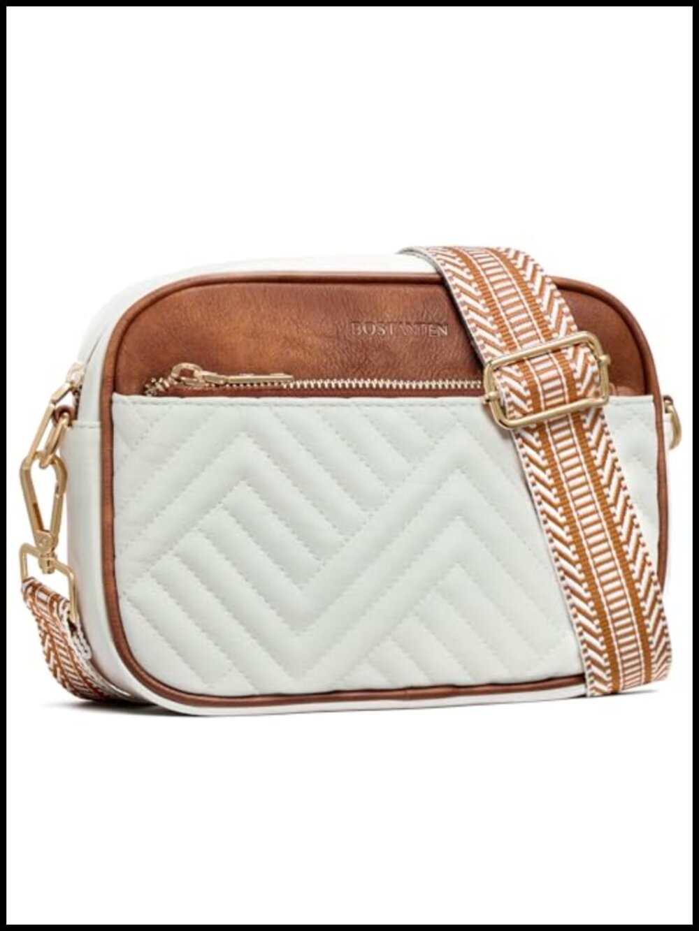 Quilted Small Crossbody Bag Vegan Leather Purse Guitar Strap